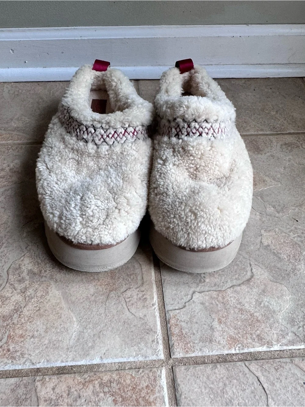Ugg Tazz Slipper Heritage Braid Fluffy Curly Sheepskin Natural